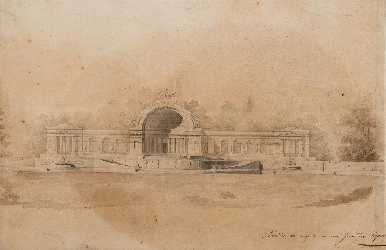 Tsarskoye Selo के लिए एक आर्केड का अध्ययन द्वारा जियाकोमो एंटोनियो डॉमेनिको क्वेर्नेगी