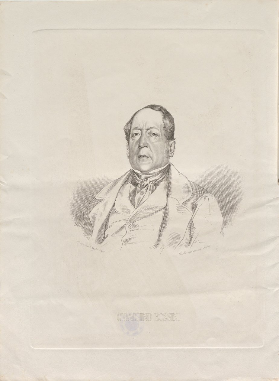 संगीतकार गियोचिनो एंटोनियो रॉसिनी का पोर्ट्रेट 1792-1868, 1852। द्वारा जियाकोमो लुज़ाति