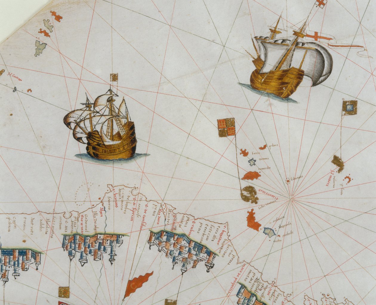 एक समुद्री मानचित्र, कैनरी द्वीप का विस्तार, 1564 द्वारा जियाकोमो मैगियोलो