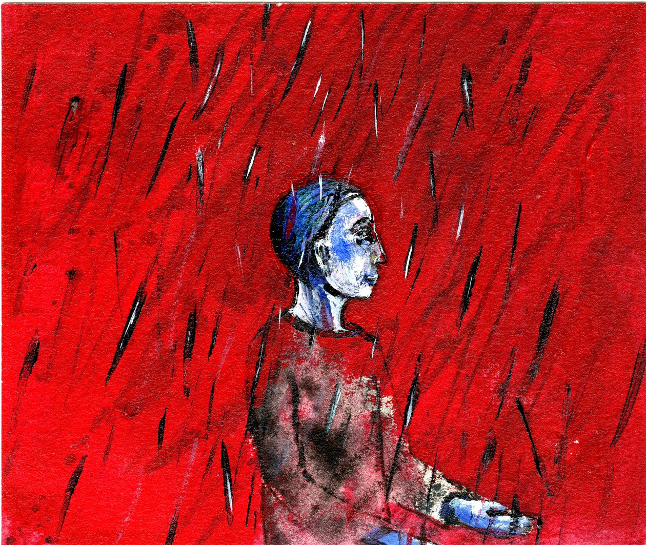 रेड नाइट, ब्लू रेन, 2005, (कागज पर तेल) द्वारा गिगी सडबरी