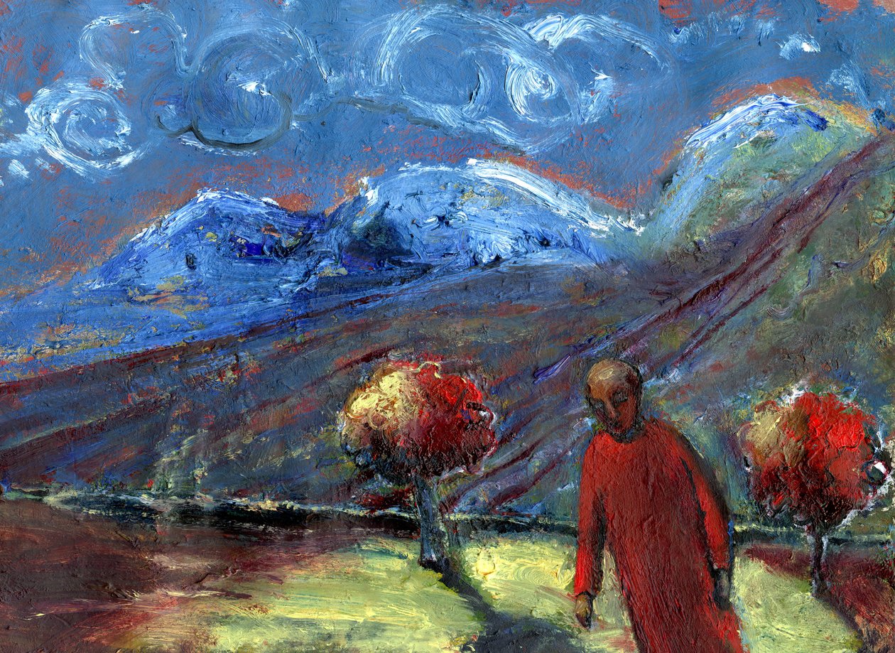 ब्लू पर्वत, शरद ऋतु, 2015, (कागज पर तेल) द्वारा गिगी सडबरी