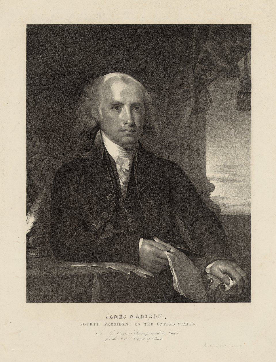 जेम्स मैडिसन, संयुक्त राज्य अमेरिका के चौथे राष्ट्रपति, c.1828 (लिथो) द्वारा गिल्बर्ट (बाद) स्टुअर्ट