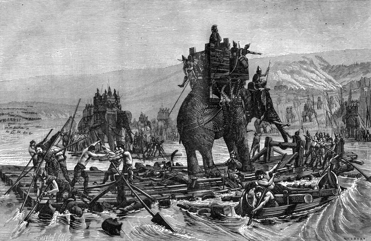 हैनिबल ने रोन को पार करते हुए, 218 ईसा पूर्व 1882-1884 द्वारा गिल्बर्ट