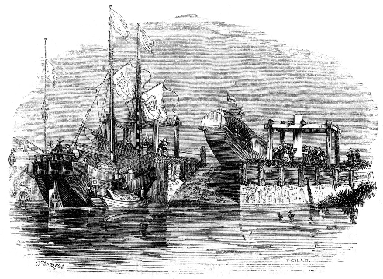 बोट एक स्लुइस पर खींची गई या एक नहर, 1847 पर बंद हुई द्वारा जाइल्स