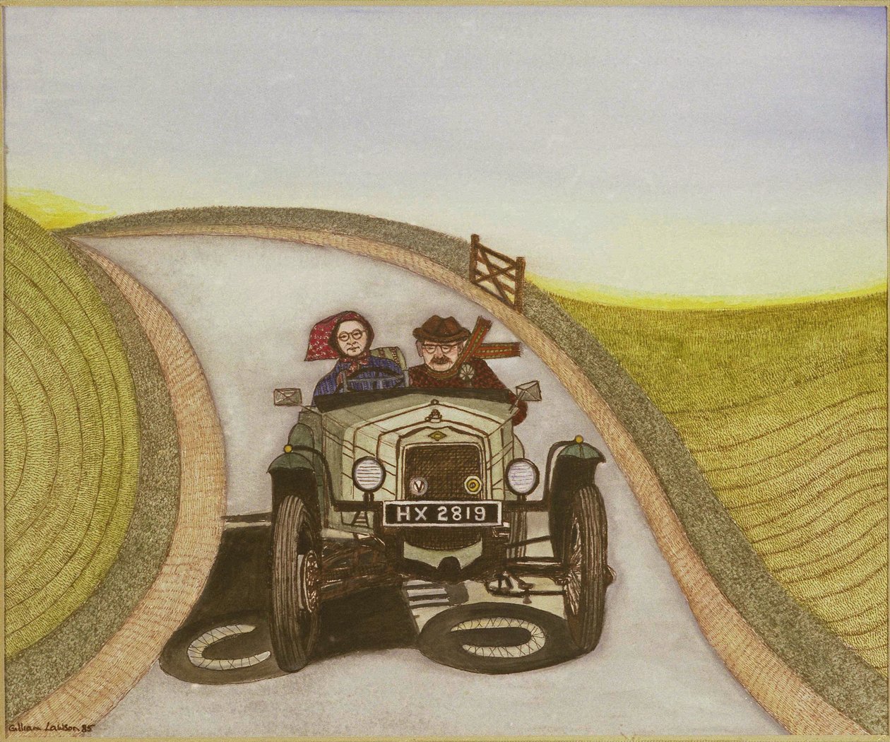 मोटरकार, 1985 (कागज पर पानी का रंग) द्वारा गिलियन लॉसन