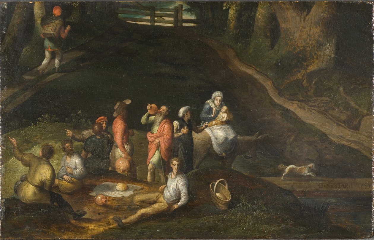 Paysage avec la Sainte Famille - पवित्र परिवार के साथ लैंडस्केप, मोस्टार्ट, गिलिस (1534-1598) द्वारा। लकड़ी पर तेल द्वारा गिलिस मोस्टअर्ट