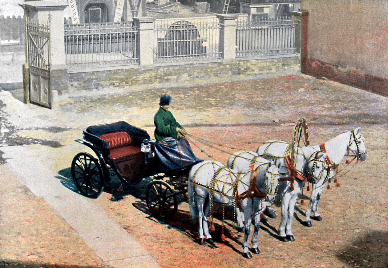 गर्मियों में एक तीन-घोड़े की नाल वाली टुकड़ी, रूस, c1890 द्वारा Gillot