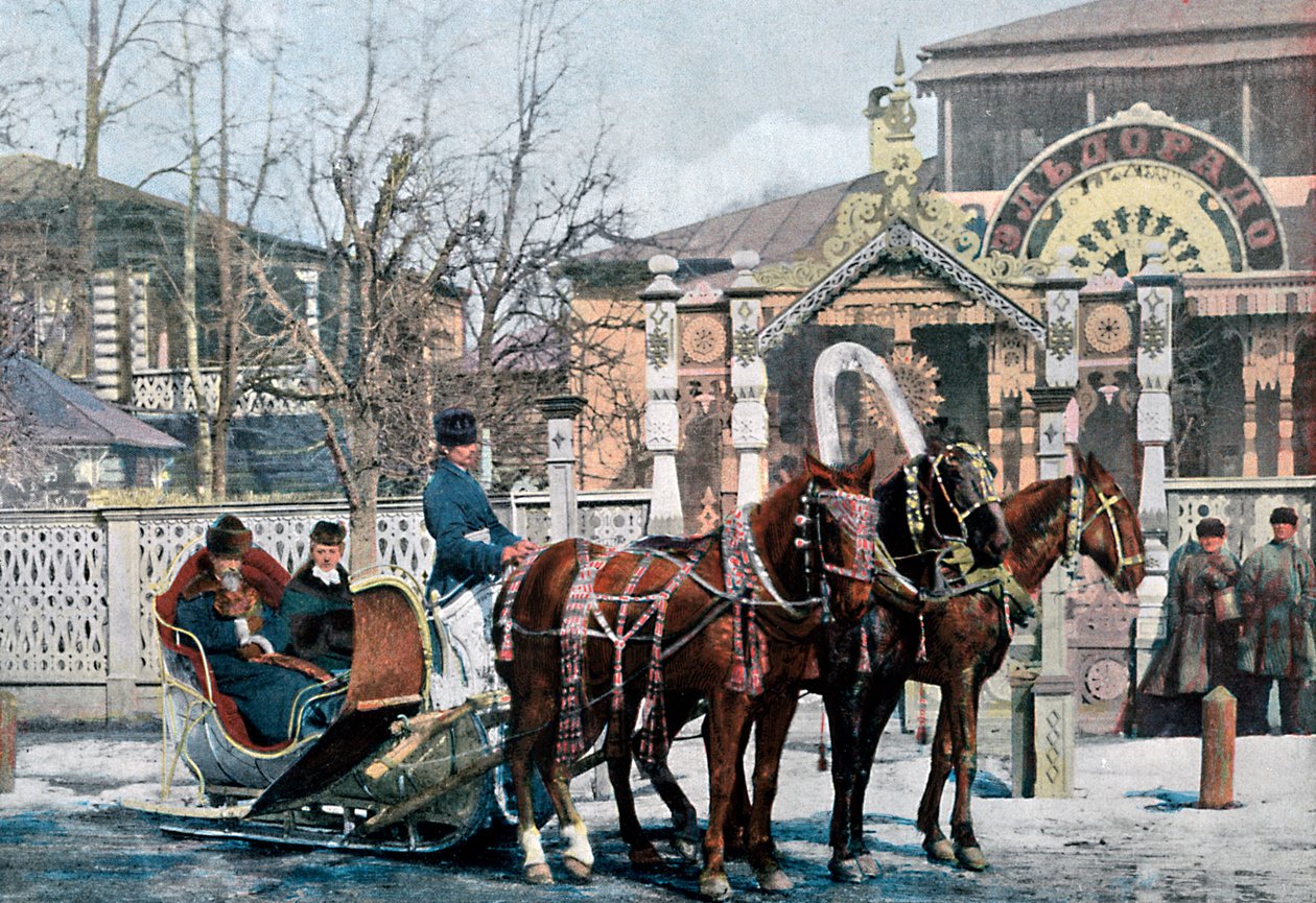 मॉस्को, रूस में एक ट्रोइका स्लेज, c1890 द्वारा Gillot