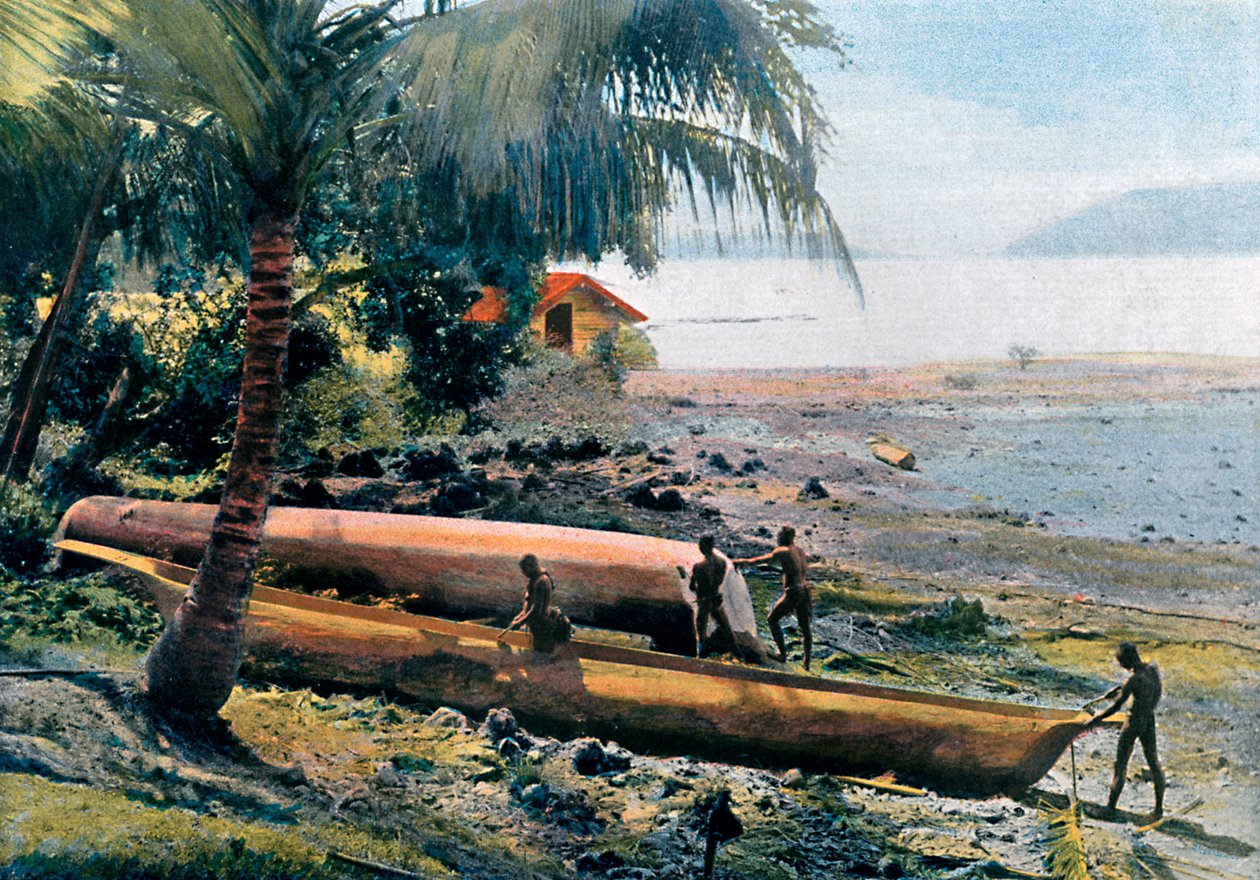 भवन निर्माण, अंडमान और निकोबार द्वीप समूह, हिंद महासागर, c1890 द्वारा Gillot