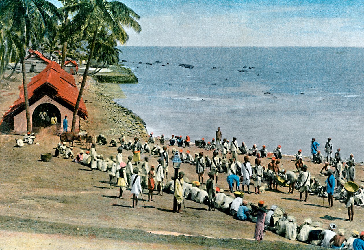सांप्रदायिक गाँव का भोजन, अंडमान और निकोबार द्वीप समूह, हिंद महासागर, c1890 द्वारा Gillot