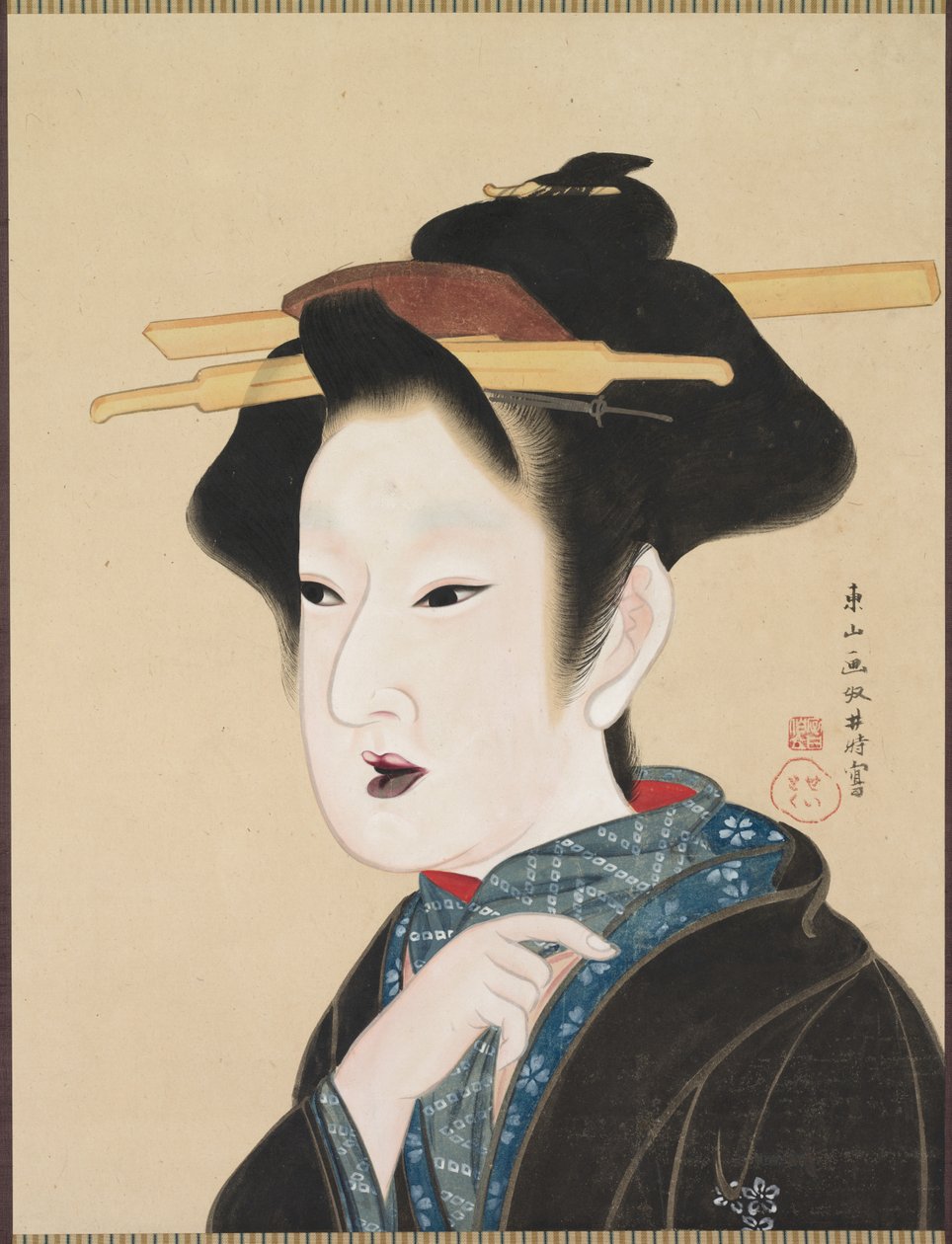 एक महिला का पोर्ट्रेट, 1800s। द्वारा Gion Seitoku