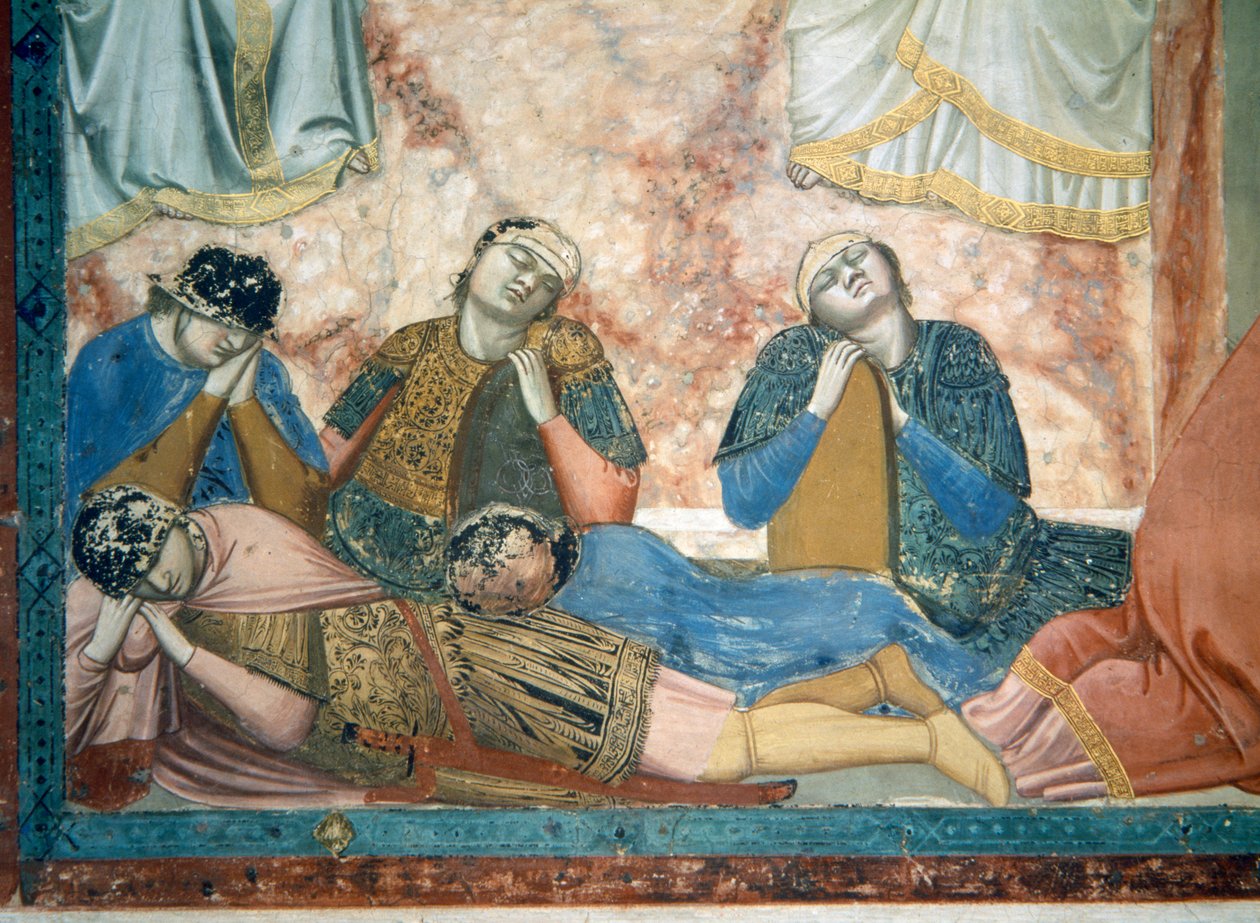 Noli Me Tangere, सोते हुए सैनिकों का विवरण, c27210 फ्रेस्को का विस्तार द्वारा गियोटो डि बॉन्डोन