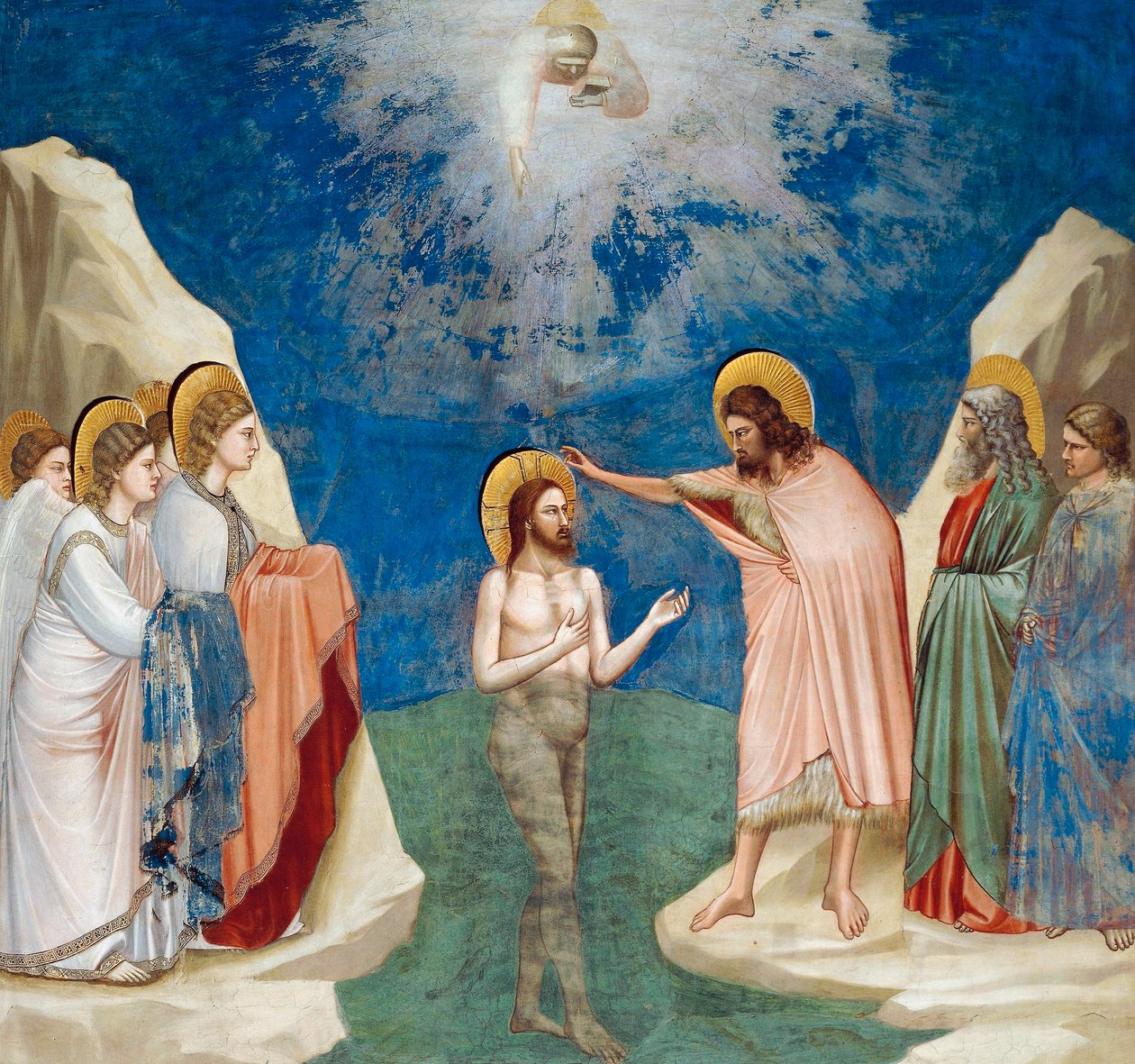 क्राइस्ट का बपतिस्मा, जीवन से विस्तार और मसीह का जुनून, Giotto . द्वारा द्वारा गियोटो (c.1266 1337)