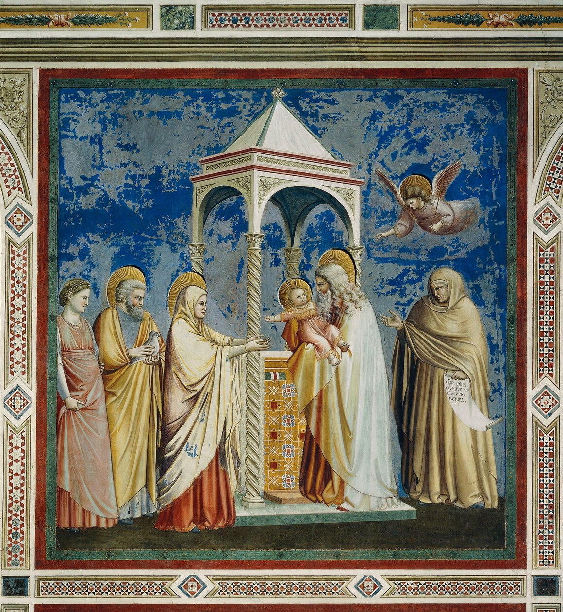 मंदिर में यीशु की प्रस्तुति, Giotto (1267-1337) द्वारा, भित्तिचित्रों के चक्र से विस्तार से जीवन और मसीह का जुनून द्वारा गियोटो (c.1266 1337)