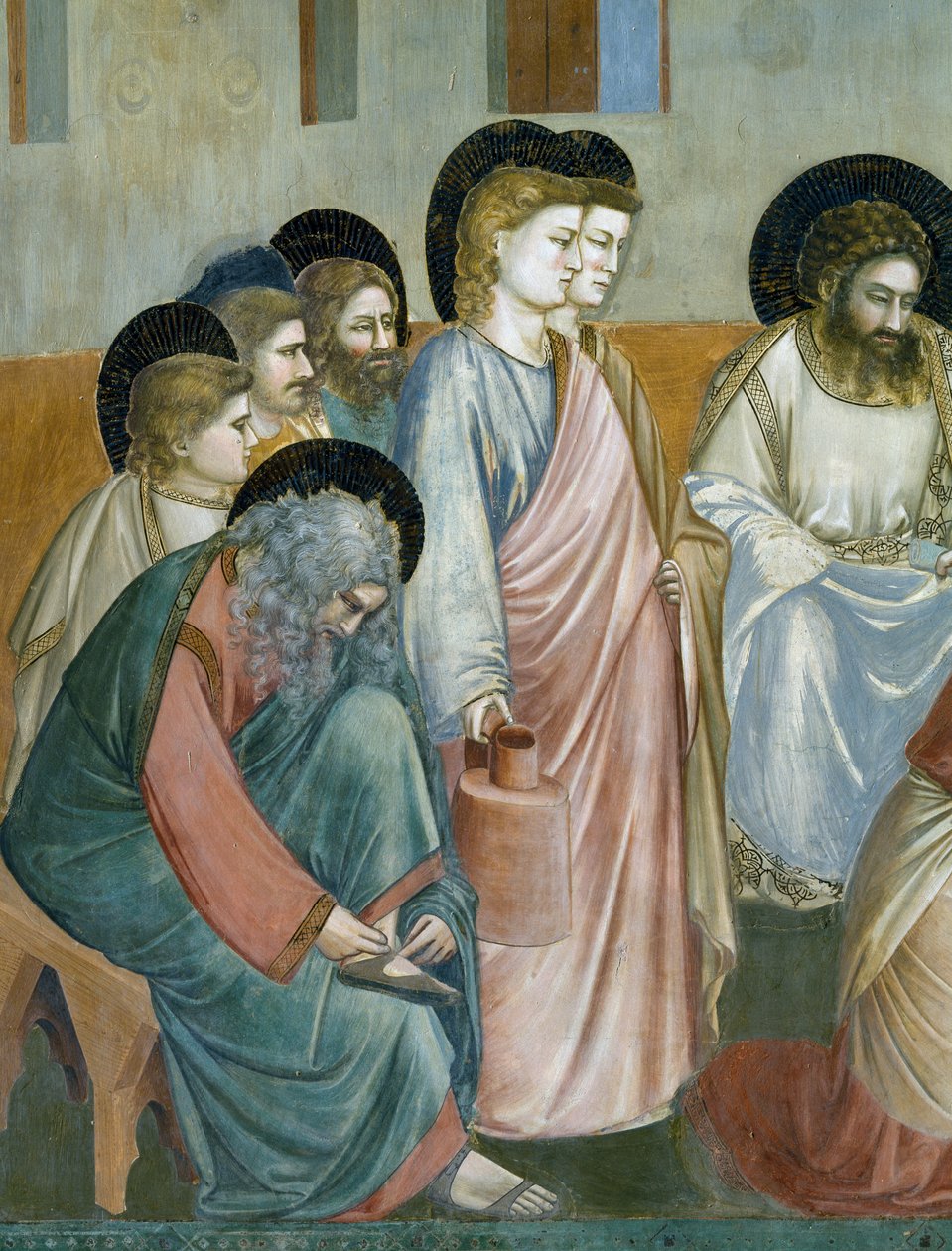 पैरों की धुलाई, जीवन से विस्तार और मसीह का जुनून, Giotto . द्वारा द्वारा गियोटो (c.1266 1337)