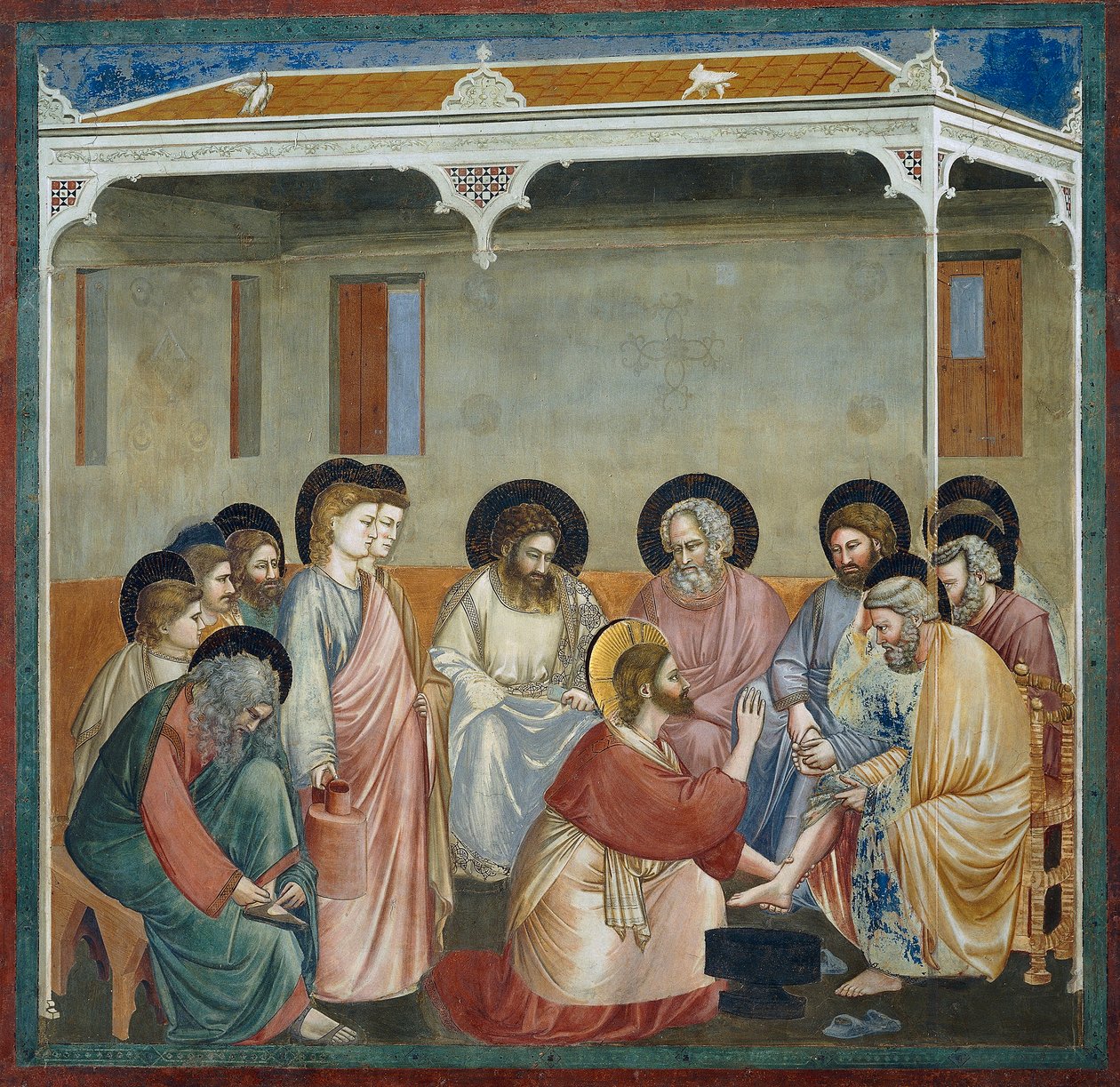 पैरों की धुलाई, जीवन और मसीह के जुनून से विवरण, Giotto . द्वारा द्वारा गियोटो (c.1266 1337)