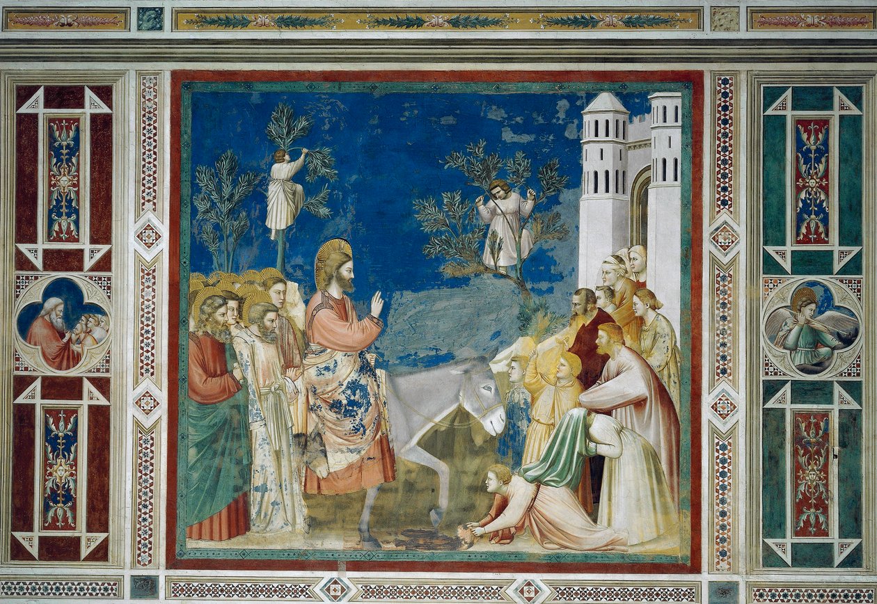जेरूसलम में यीशु का प्रवेश, जीवन और मसीह के जुनून से विस्तार, Giotto . द्वारा द्वारा गियोटो (c.1266 1337)