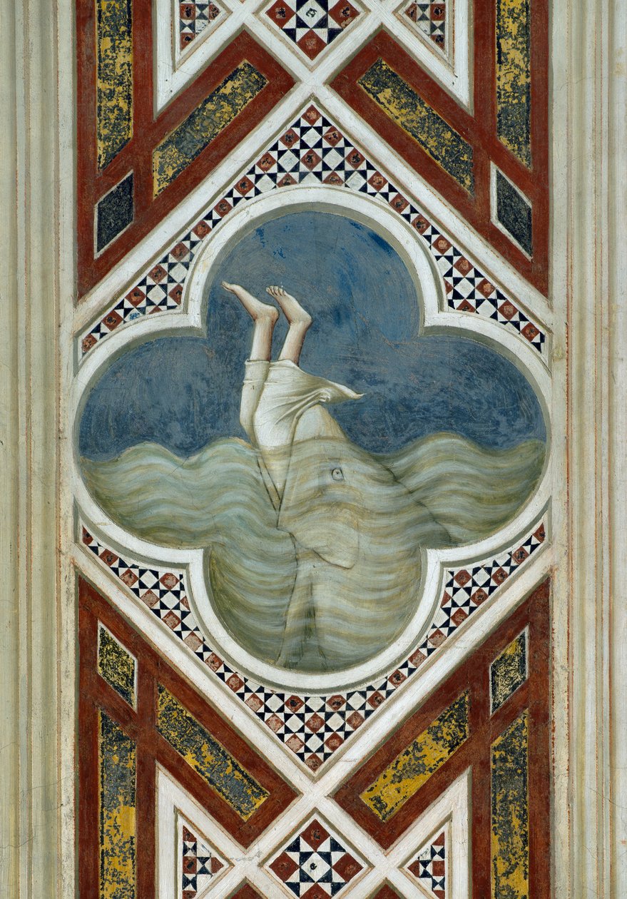 योना व्हेल द्वारा निगल लिया गया, विवरण से जीवन और मसीह का जुनून, Giotto . द्वारा द्वारा गियोटो (c.1266 1337)