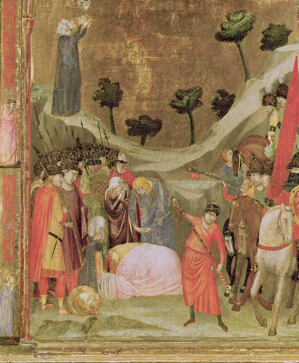 सेंट पॉल की शहादत, स्टेफेनशी ट्रिप्टिच से दाहिने हाथ का पैनल, c.1320 (पैनल पर टेम्परा) (214100 का विस्तार) द्वारा गियोटो डि बॉन्डोन