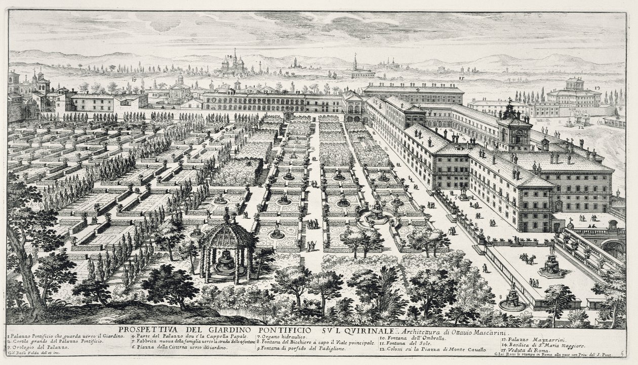 &39;ली गिअर्डिनी डी रोमा&39; से, क्विरिनले के गार्डन, सी। 1768 प्रकाशित (172930 भी देखें) द्वारा जियोवन्नी बतिस्ता फल्दा