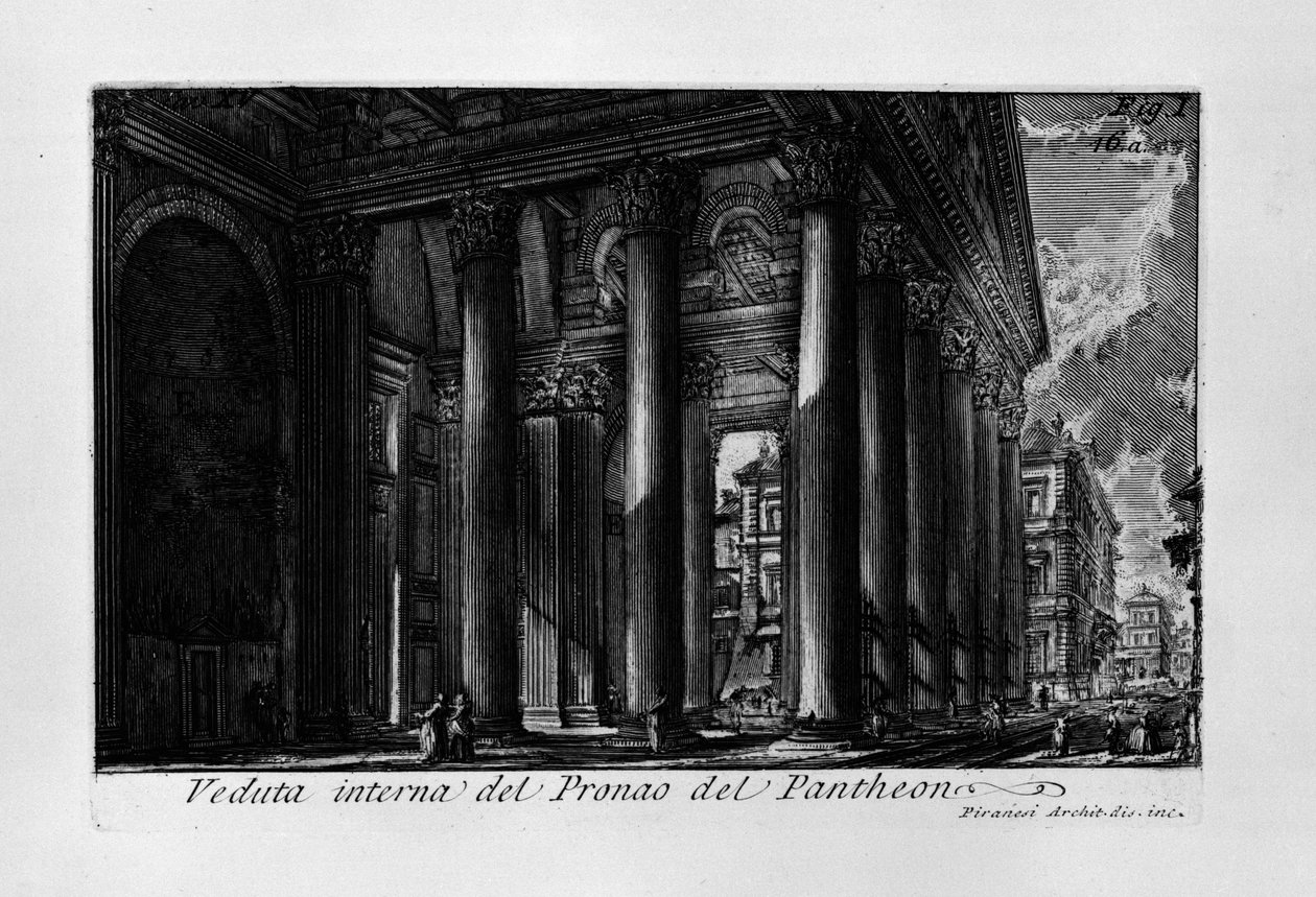 Pronao del Pantheon का आंतरिक दृश्य द्वारा जियोवन्नी बतिस्ता पिरनेसी