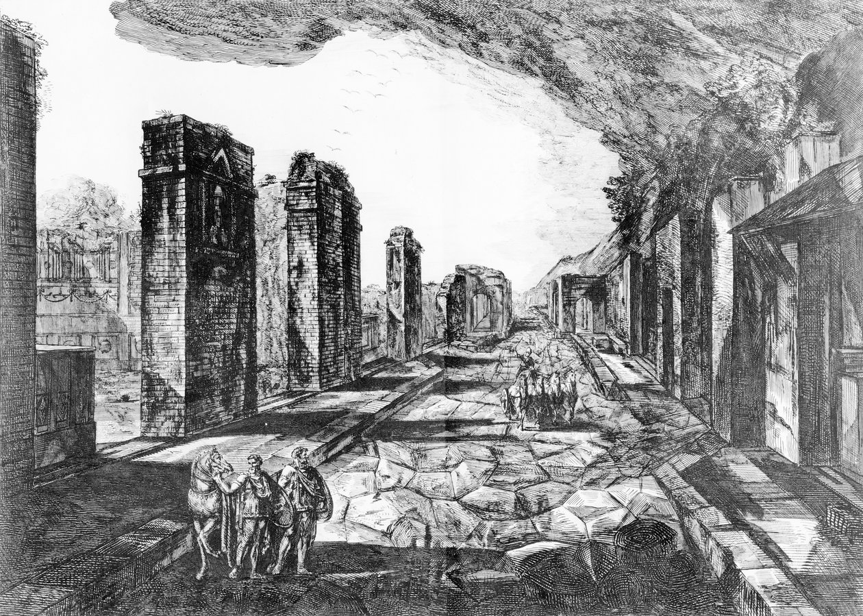 GB Piranesi द्वारा &39;एंटीकाइट्स डे पोम्पेया&39; से प्रैपस शॉप साइन के साथ पोम्पेई के मधुशाला का दृश्य, फ्रांसेस्को पिरनेसी (1758-1810) 1804 द्वारा उकेरा गया द्वारा जियोवन्नी बतिस्ता पिरनेसी