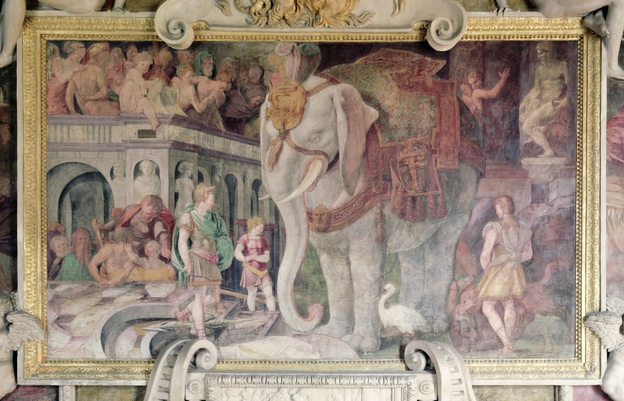रॉयल एलिफेंट, फ्रांसिस I की गैलरी से (1494-1547) द्वारा जियोवन्नी बतिस्ता रोसो फियोरेंटिनो