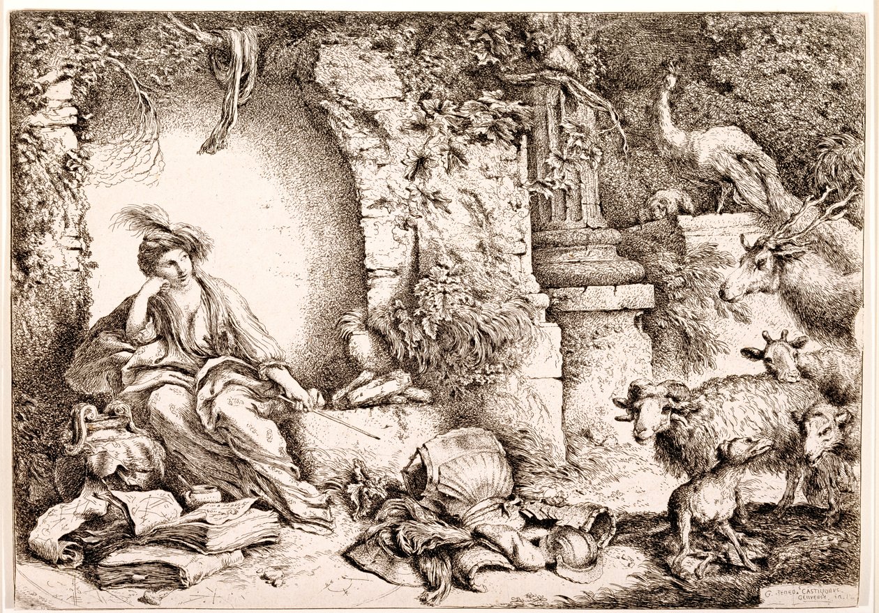 Circe चेंजिंग युल्स को मेन इन बीस्ट्स, c.1650-1651 द्वारा जियोवन्नी बेनेडेटो कैस्टिग्लियोन