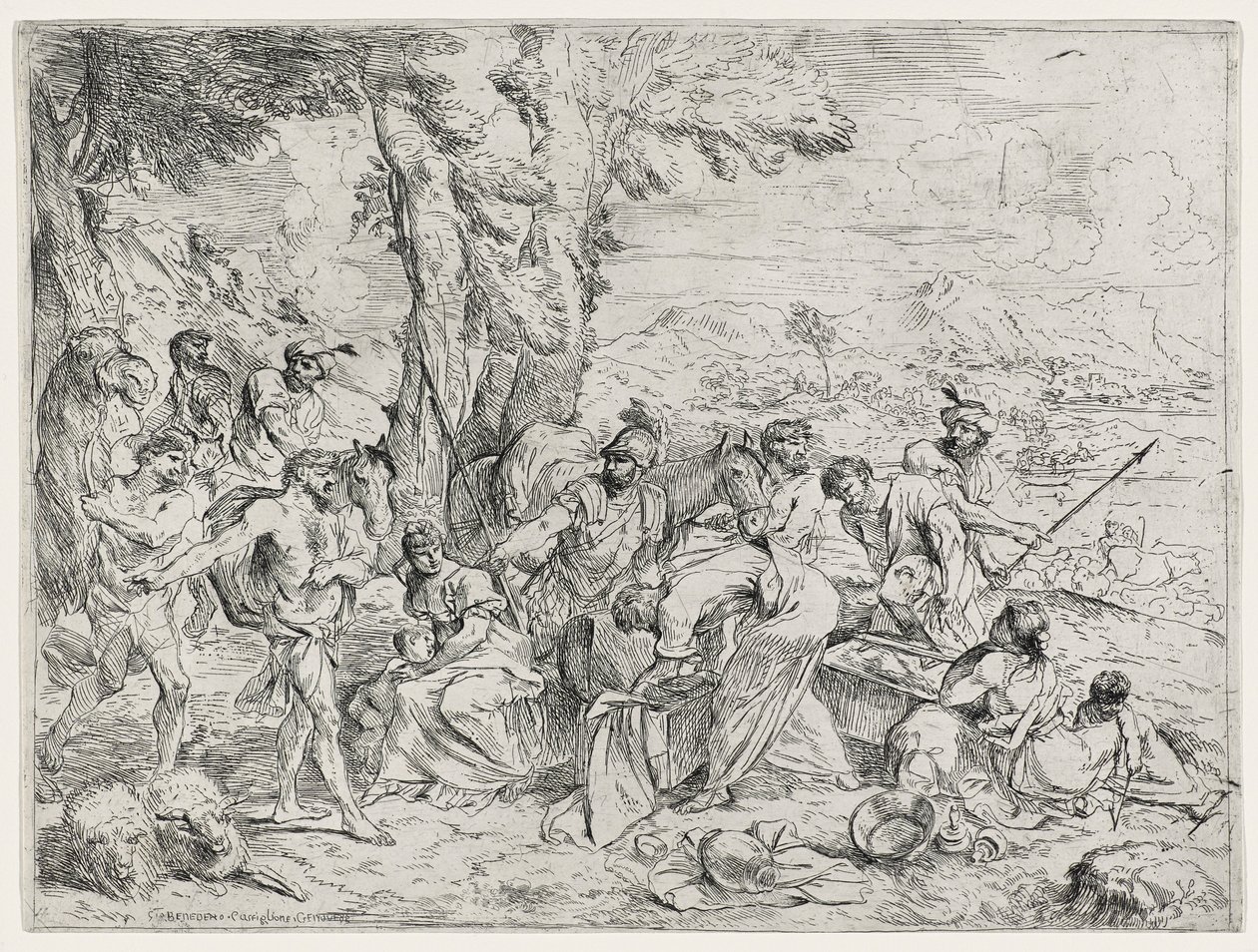 राहेल कंसॉलिंग लैबन्स आइडल या लेबन सर्चिंग फॉर आइडल, c.1630-40 द्वारा जियोवन्नी बेनेडेटो कैस्टिग्लियोन