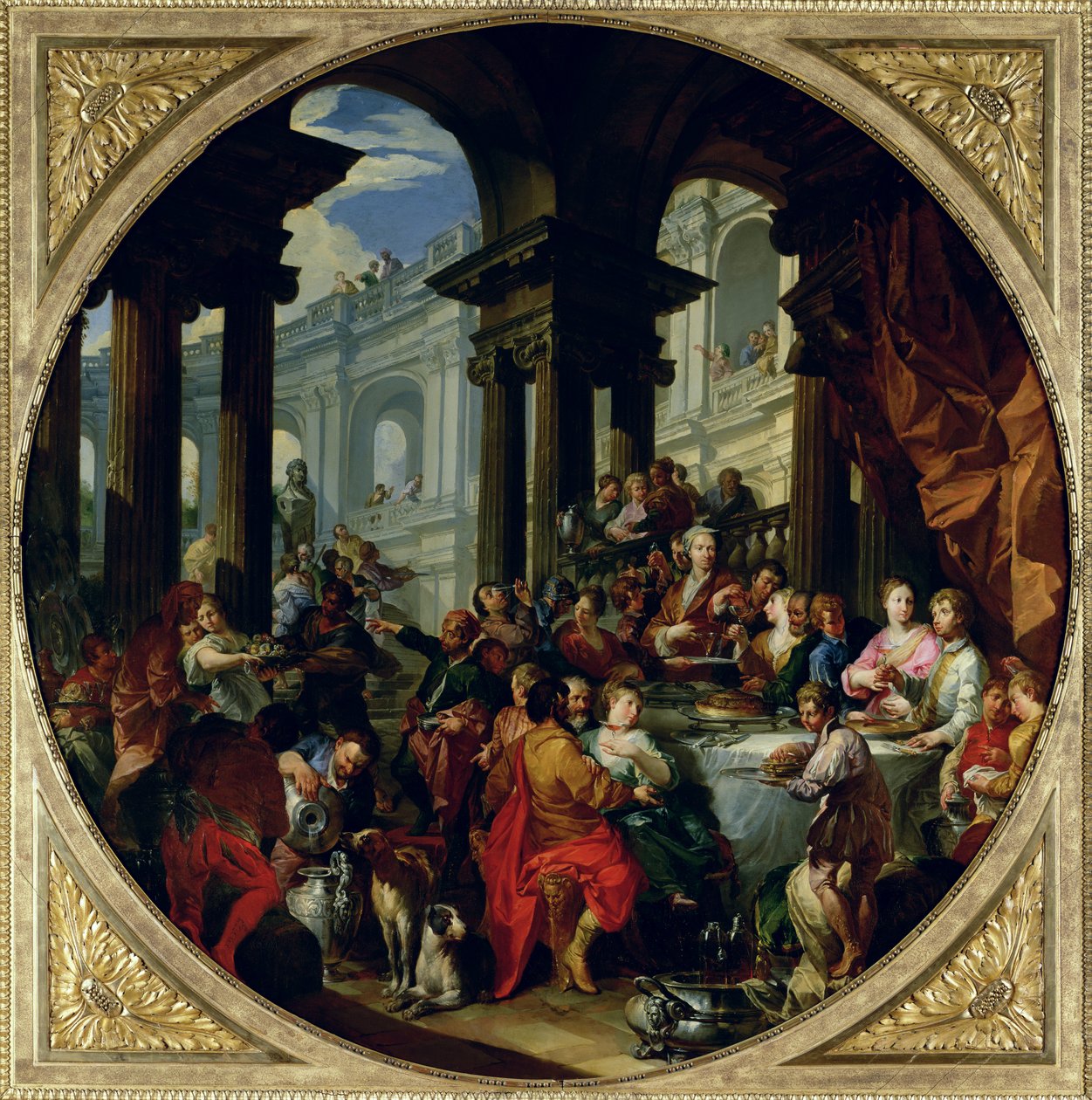 एक ईओण पोर्टिको के तहत दावत, c.1720-25 द्वारा जियोवन्नी पाओलो पाणिनि