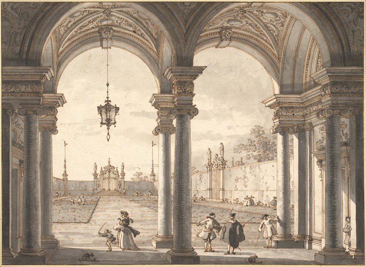1760-1768 गार्डन में एक बारोक कर्नल के माध्यम से देखें द्वारा जियोवानी एंटोनियो कैनाल (कैनेटेटो)