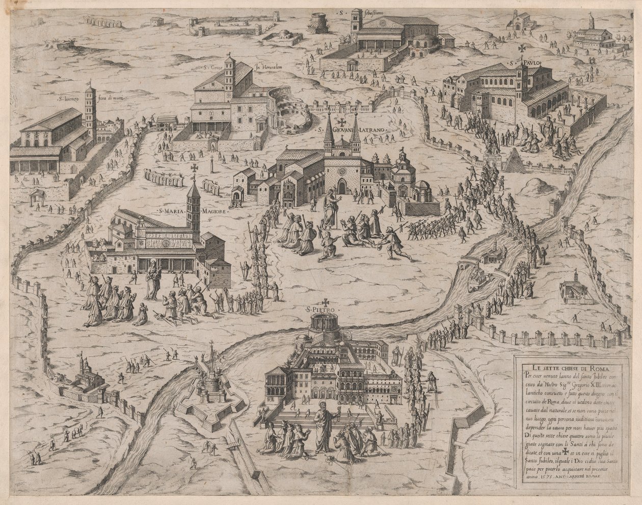 रोमन भव्यता का दर्पण: रोम के सात चर्च ले सेट्टे चीज दी रोमा, 1575., 1575। द्वारा जियोवानी एम्ब्रोगियो ब्रंबिला।