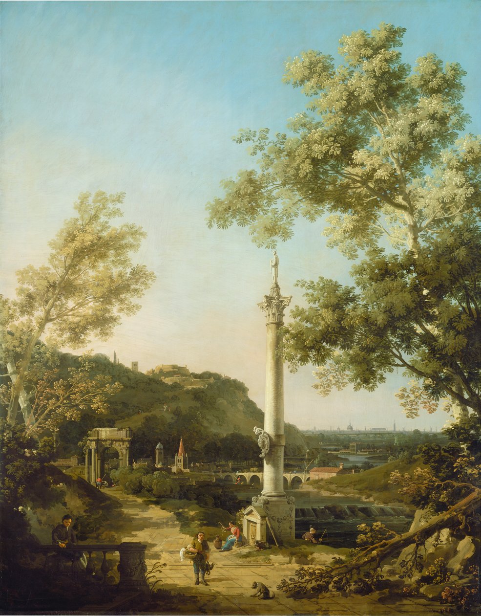 अंग्रेजी लैंडस्केप, एक स्तंभ के साथ, c.1754 द्वारा जियोवानी एंटोनियो कैनाल (कैनेटेटो)