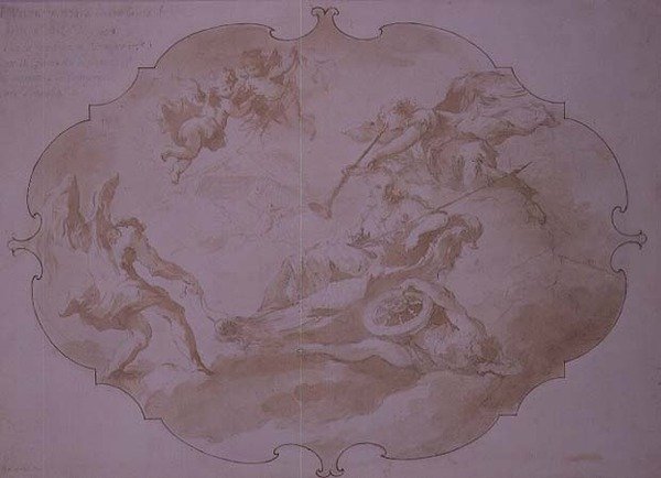 सैन्य सदाचार की विजय, c.1750 (कलम और धो) द्वारा जियोवन्नी एंटोनियो गार्डी