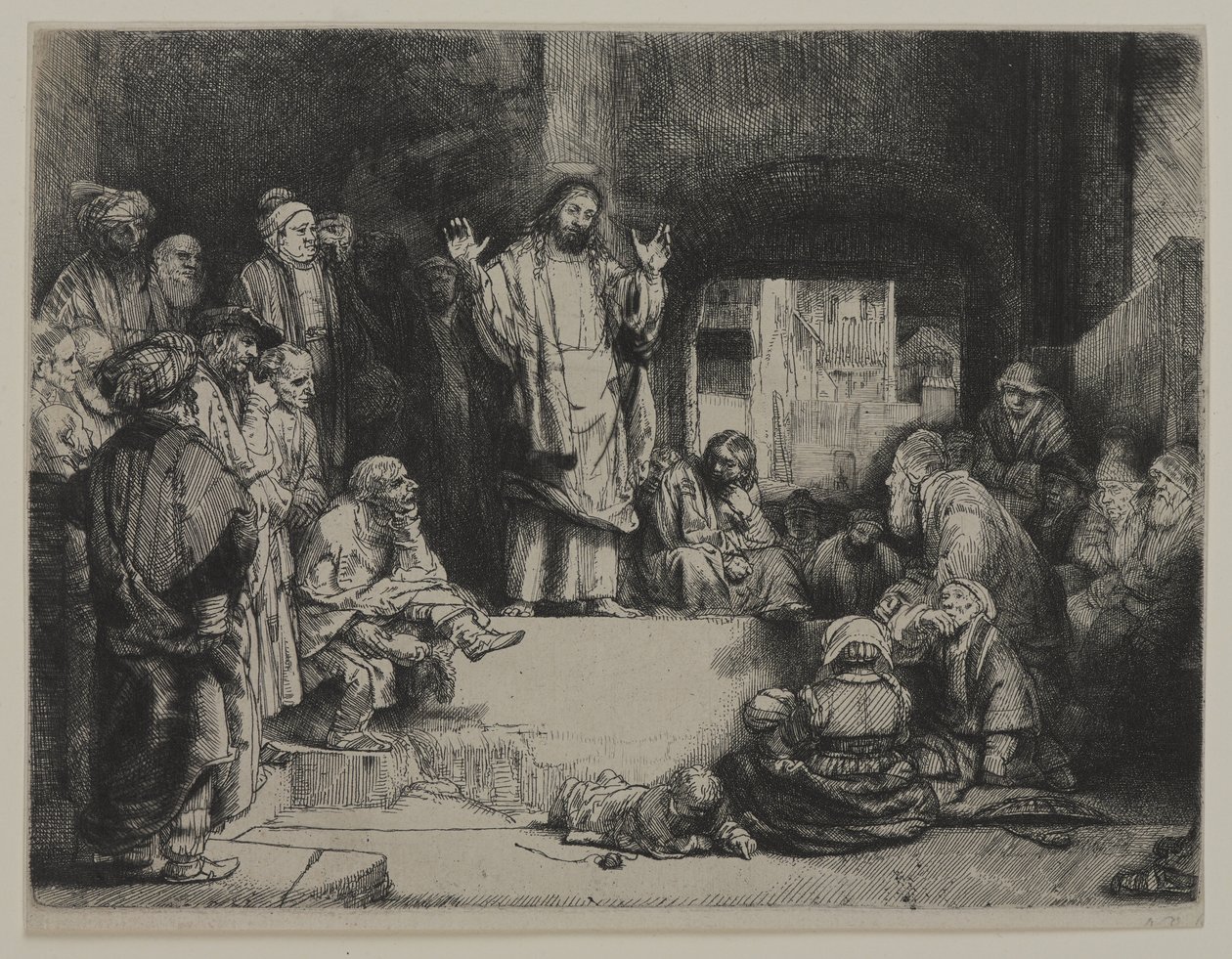 मसीह उपदेश (ला पेटिट टोमबे), c.1652 (नक़्क़ाशी, ड्राईपॉइंट, और बरइन को बिछाए गए कागज पर रखा गया है) द्वारा जियोवन्ती बतिस्ता टाईपोलो