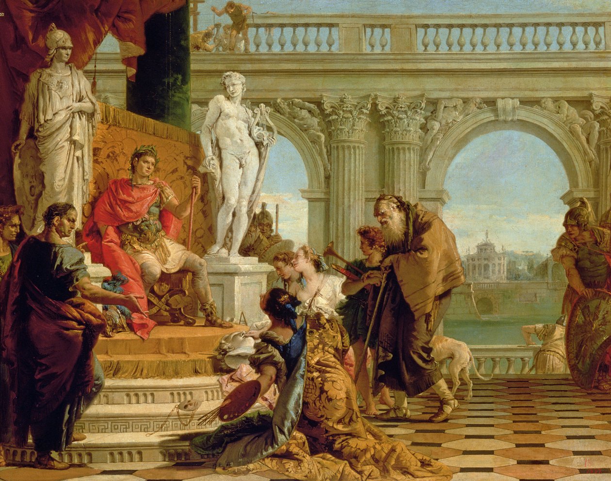 Maecenas लिबरल आर्ट्स को सम्राट ऑगस्टस (63BC-14AD) c.1745 (कैनवास पर तेल) पेश करते हुए द्वारा जियोवन्ती बतिस्ता टाईपोलो