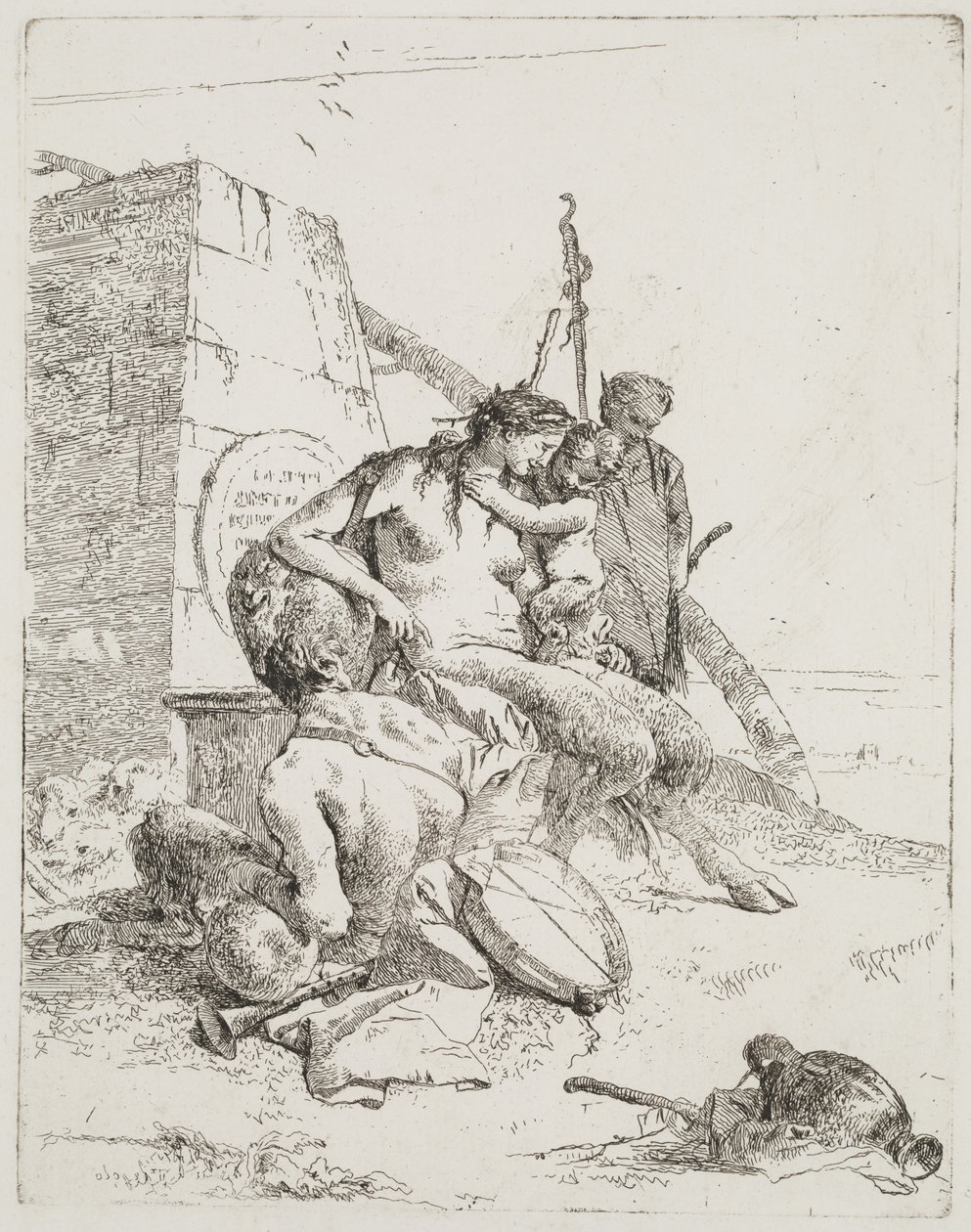 ओबेलिस्क, वेनिस के साथ व्यंग्य परिवार, c.1765 (नक़्क़ाशी) द्वारा जियोवन्ती बतिस्ता टाईपोलो
