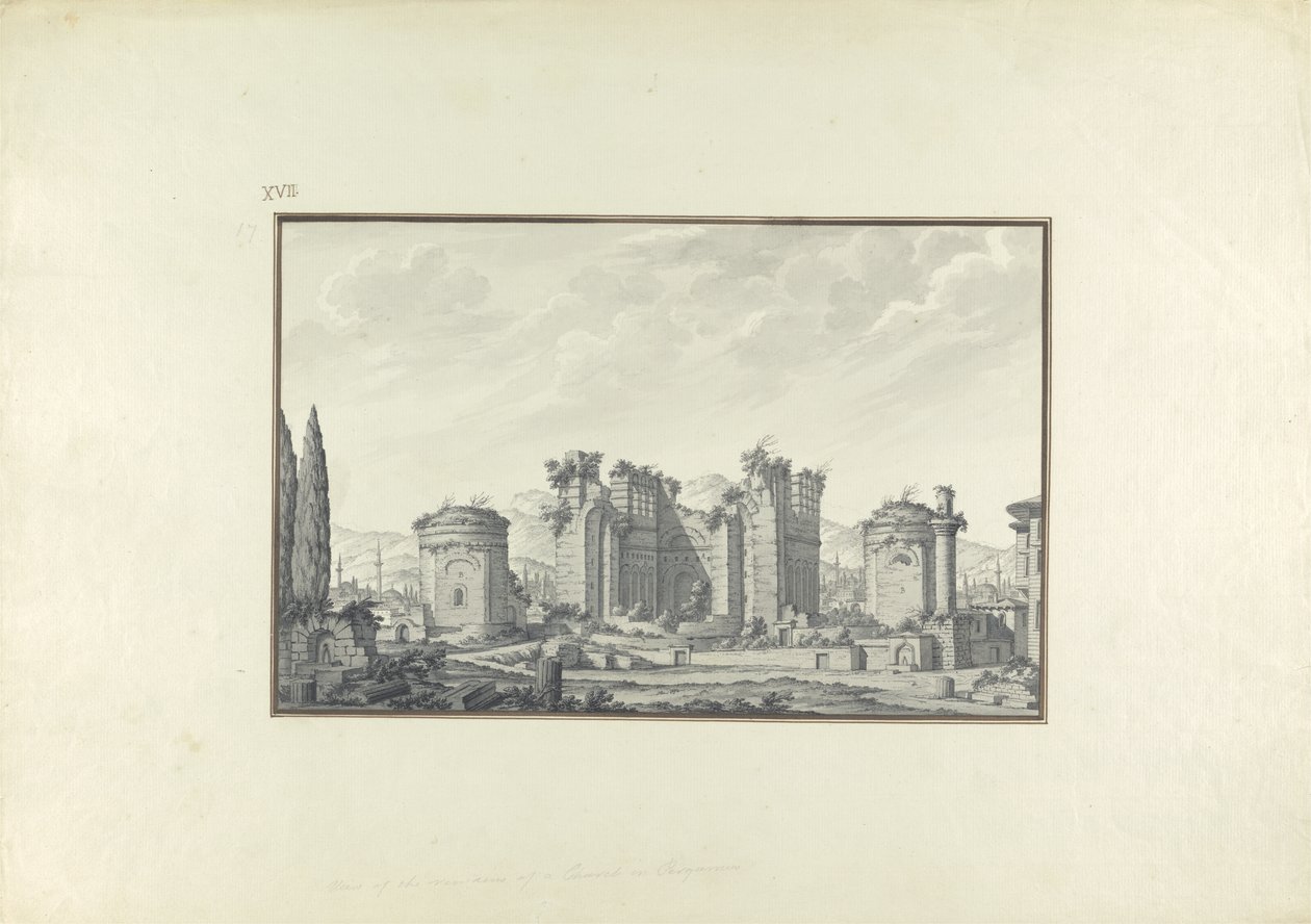Kizil Avlu, सेंट्रल हॉल, Pergamon में (कलम और स्याही और कागज पर धो) द्वारा जियोवन्नी बतिस्ता बोर्रा