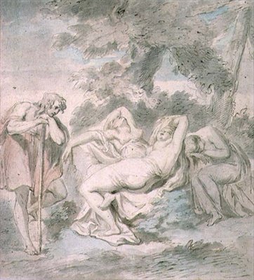 Cimon और Iphigenia: एक परिदृश्य में दो महिला परिचारिकाओं के साथ द्वारा जियोवन्नी बतिस्ता सिप्रियानी
