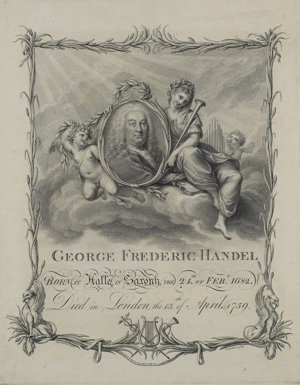फ्रांसेस्को बार्टोलोजी (1727-1815), c.1790 द्वारा उत्कीर्ण जॉर्ज फ्रिडरिक हैंडेल द्वारा जियोवन्नी बतिस्ता सिप्रियानी