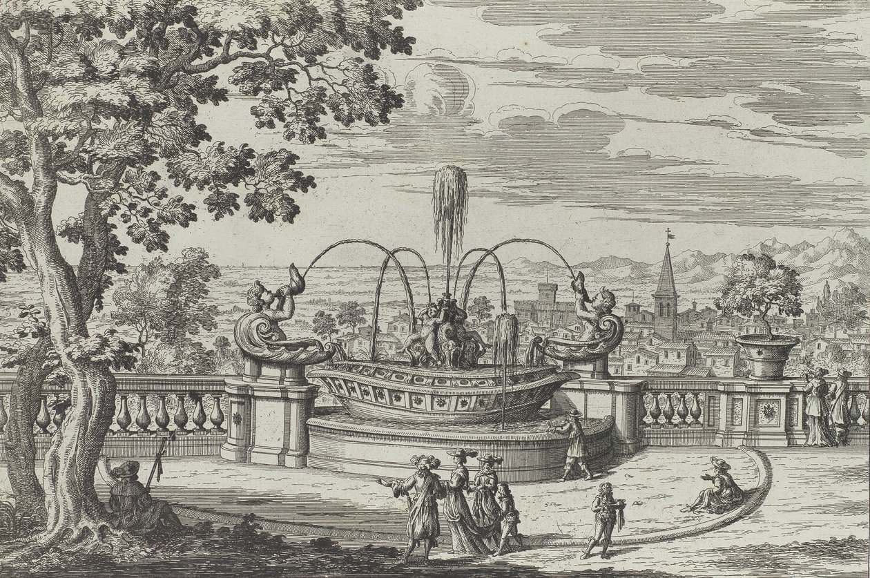 Frascati में Belvedere फव्वारा..., 1691 या उसके बाद। द्वारा जियोवन्नी बतिस्ता फल्दा