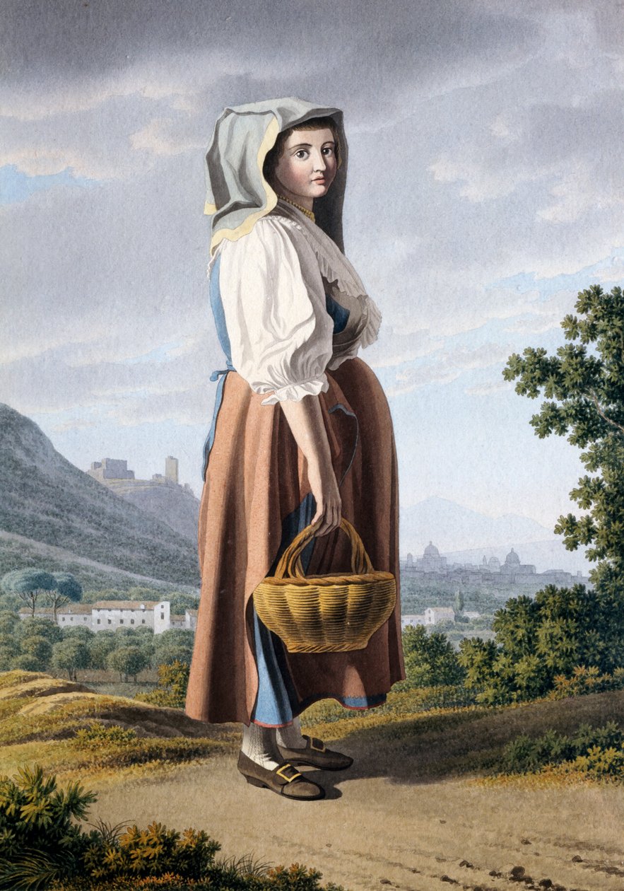 मैडालोनी की पृष्ठभूमि में किसान, जियोवन बतिस्ता लुसिरी (सीए 1755-1821), कागज पर पानी के रंग 32x23 सेमी, इटली द्वारा द्वारा जियोवन्ती बतिस्ता लुसिएरी