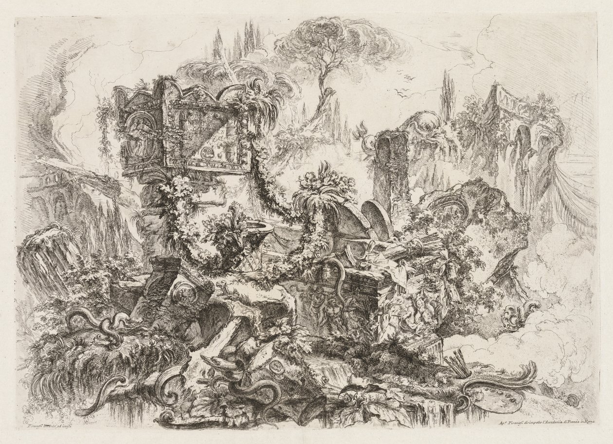 Groteschi: खंडहर के साथ खंड, ca. 1745-1750। द्वारा जियोवन्नी बतिस्ता पिरनेसी