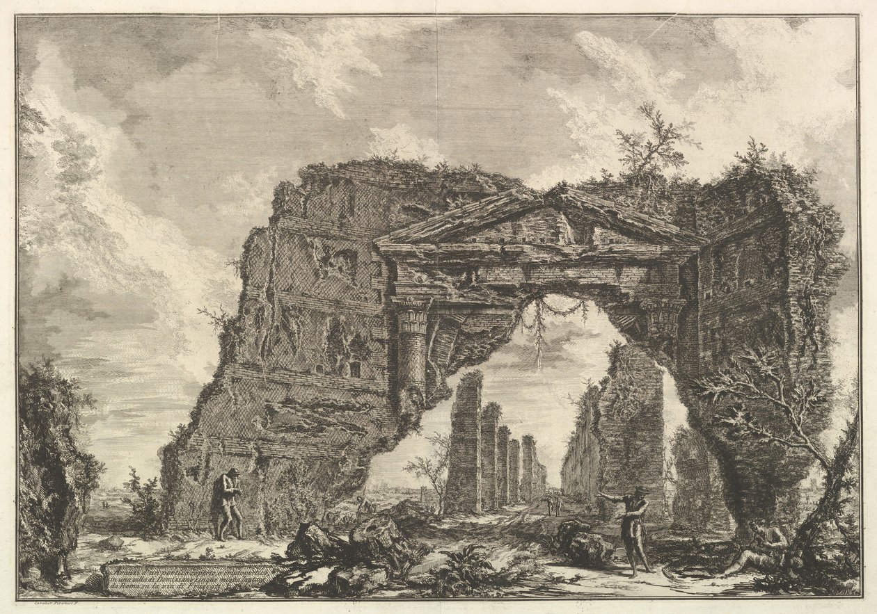 डोमिनिटियन के एक विला में, पांच मील ... ca. 1766। द्वारा जियोवन्नी बतिस्ता पिरनेसी
