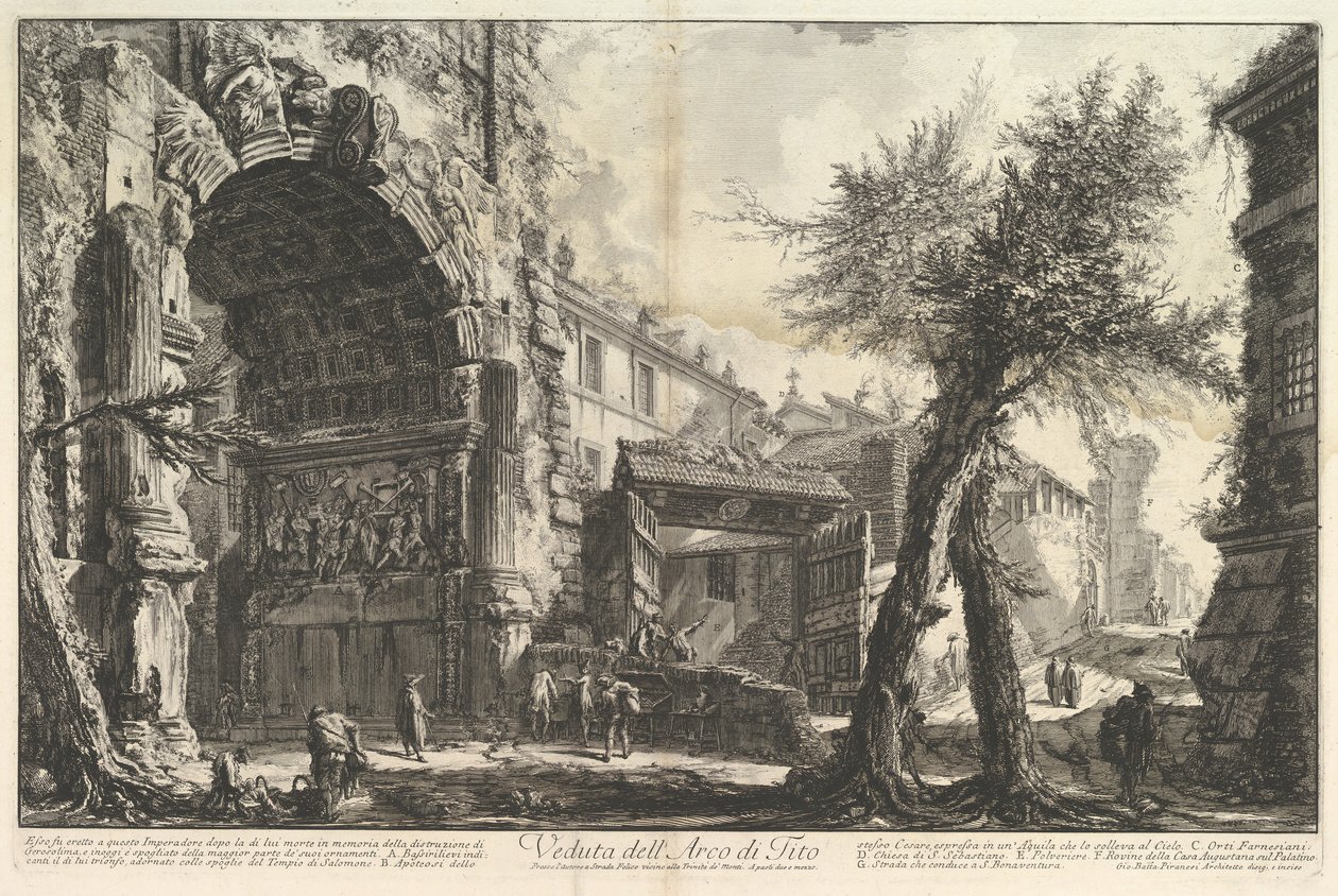 द आर्क ऑफ टाइटस व्यू ऑफ द आर्क ऑफ टाइटस, ca। 1760। द्वारा जियोवन्नी बतिस्ता पिरनेसी