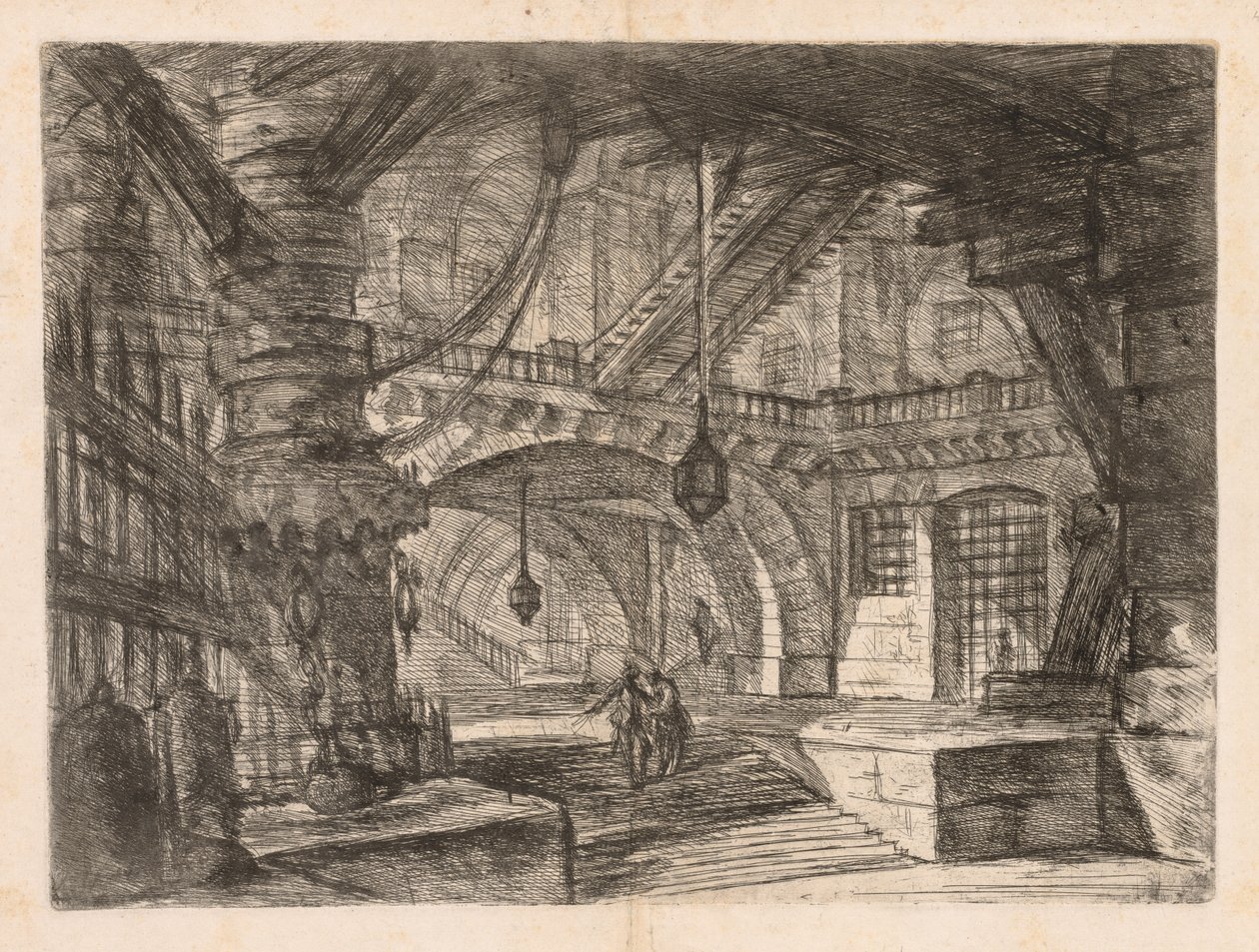 द जेल: ए वाइड हॉल विथ लैंटर्न, 1745-1750। द्वारा जियोवन्नी बतिस्ता पिरनेसी