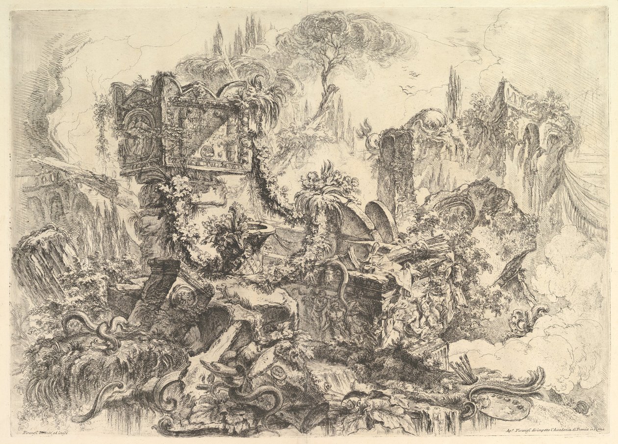 Grotteschi Grotesques से नीरो का मकबरा, ca. 1748। द्वारा जियोवन्नी बतिस्ता पिरनेसी