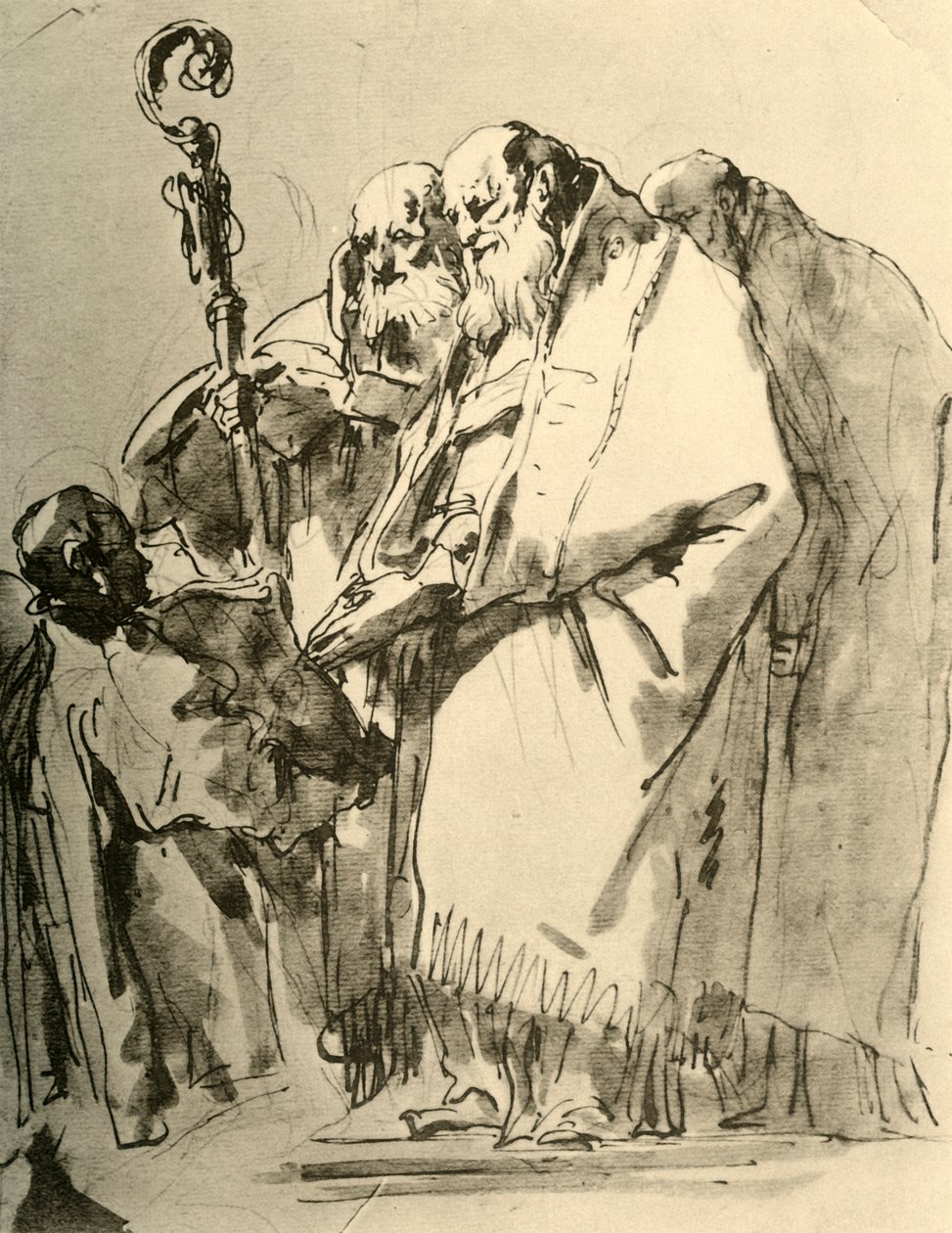 ए बिशप, दो अन्य पुजारी और एक अनुष्ठान अनुष्ठान के साथ, c1740s, 1928 द्वारा जियोवन्ती बतिस्ता टाईपोलो
