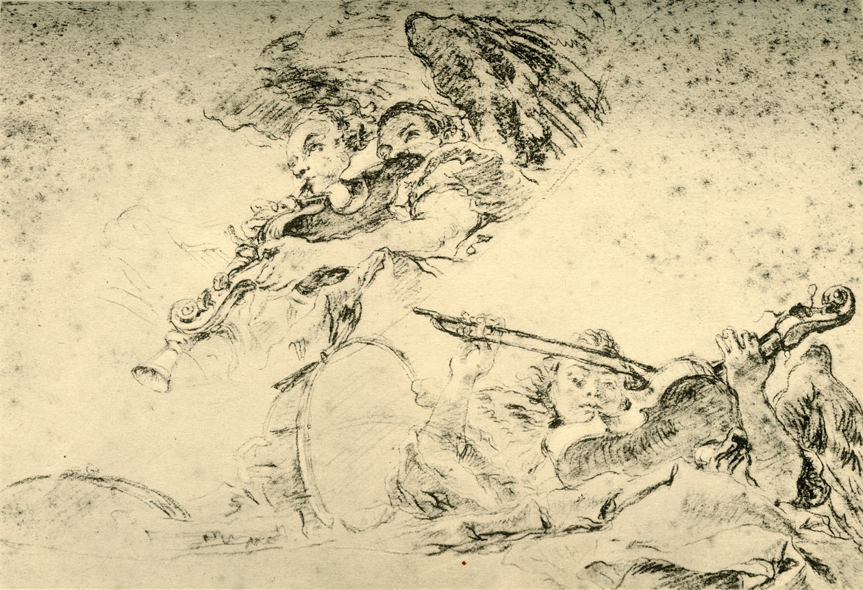 एन्जिल्स म्यूज़िकल इंस्ट्रूमेंट्स बजाते हुए, c1755, 1928 द्वारा जियोवन्ती बतिस्ता टाईपोलो
