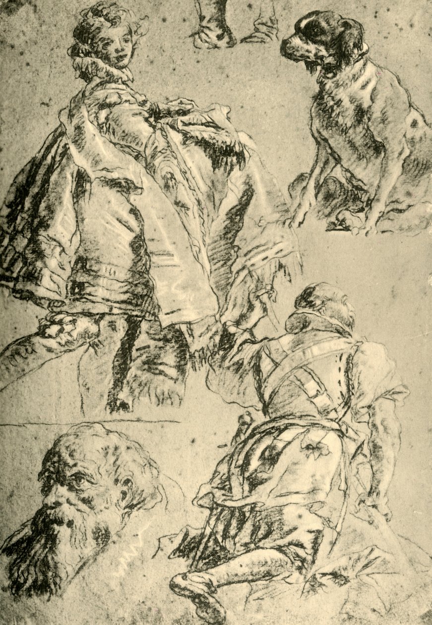 Würzburg, 1751-1752, 1928 में निवास में कैसरसाल में फ्रेस्को के लिए विस्तृत अध्ययन द्वारा जियोवन्ती बतिस्ता टाईपोलो